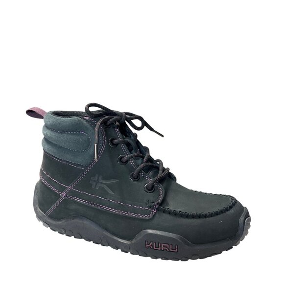 KURU Shoes - Kuru Quest Womens 7.5 Black Hiking Boots With Purple Stitching